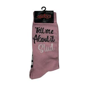 Pink Novelty Crew Socks Tell Me About It Quote Movie Style